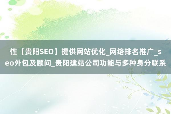 性【贵阳SEO】提供网站优化_网络排名推广_seo外包及顾问_贵阳建站公司功能与多种身分联系
